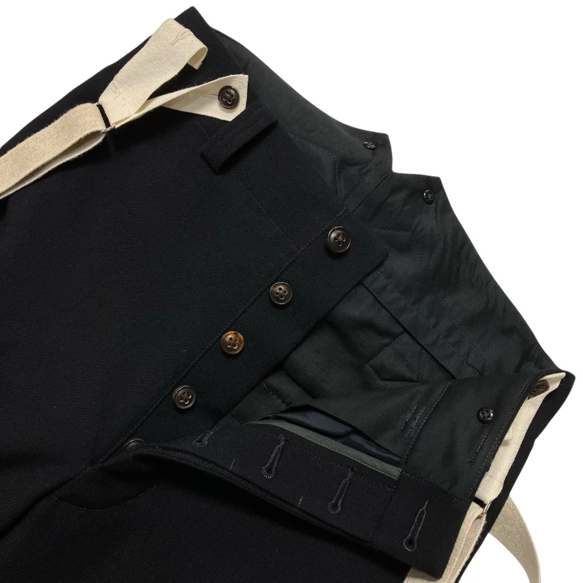 サスペンダー付きウールテーパードパンツ - Image 4