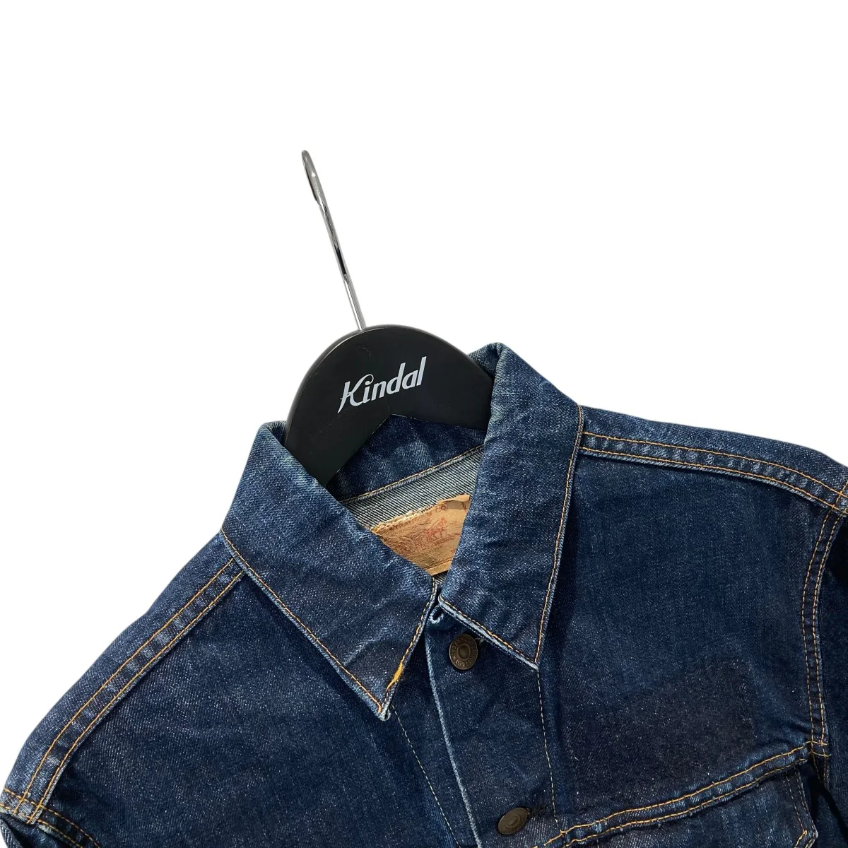 70s 70505 BIGE ボタン裏525 イエローステッチ混デニムジャケット - Image 3